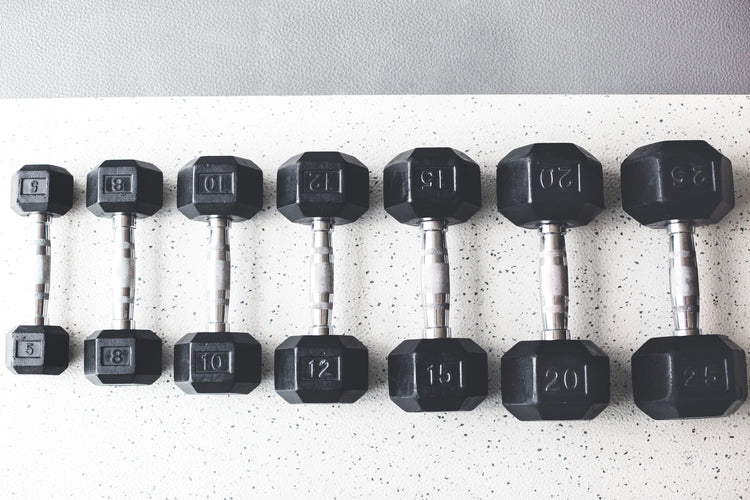 Rubber Dumbbells from 5lb to 25lb